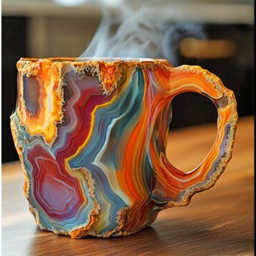 400ml Elegant Resin Mineral Crystal Coffee Mugs With Handles