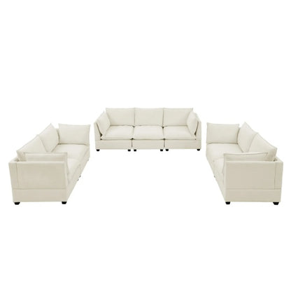 3-Piece Chenille Fabric 3-Seater Sofa AndV2 Loveseat Sofa