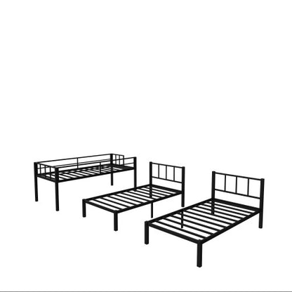 Twin Over Twin Twin Bunk Beds For 3, XL Metal Triple Bunk Bed