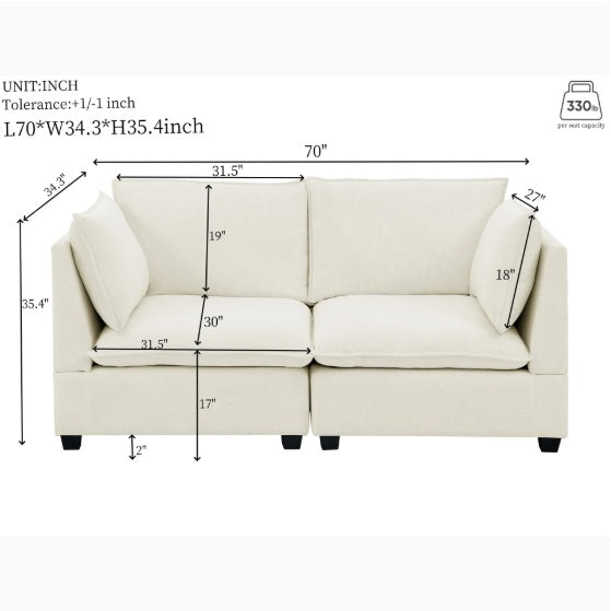 3-Piece Chenille Fabric 3-Seater Sofa AndV2 Loveseat Sofa