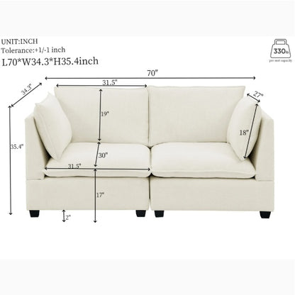 3-Piece Chenille Fabric 3-Seater Sofa AndV2 Loveseat Sofa