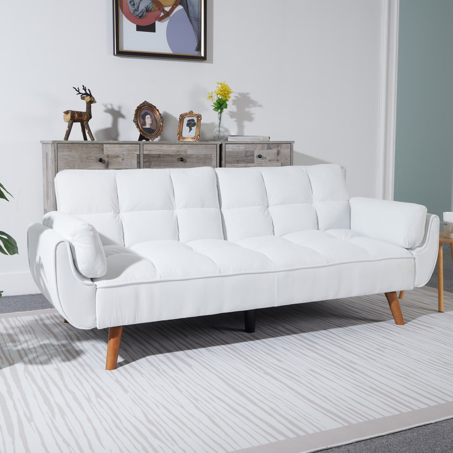 2064 Corduroy Sofa & Sofa Bed-White