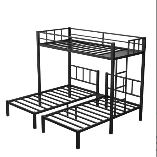 Twin Over Twin Twin Bunk Beds For 3, XL Metal Triple Bunk Bed