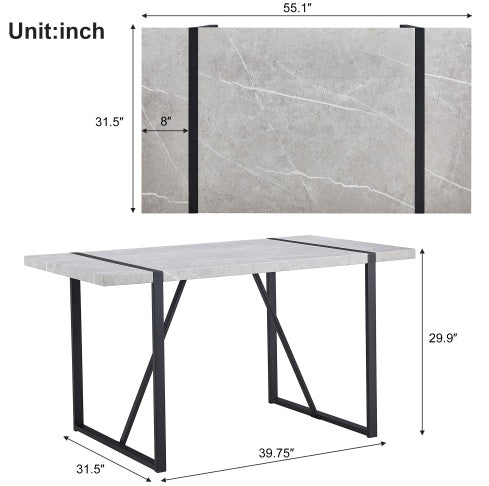 Modern Dining Table, 55 Inch Kitchen Table For 4 People, Table Only!! Easy Assembly