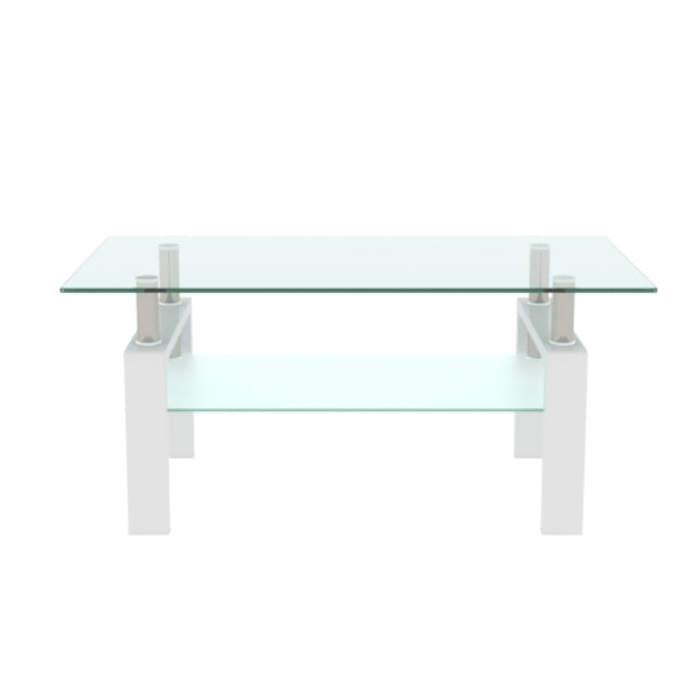 White Coffee Table, Clear Coffee Table, Modern Side Center Tables For Living Room