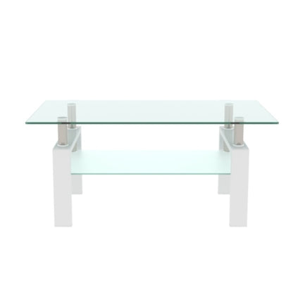 White Coffee Table, Clear Coffee Table, Modern Side Center Tables For Living Room