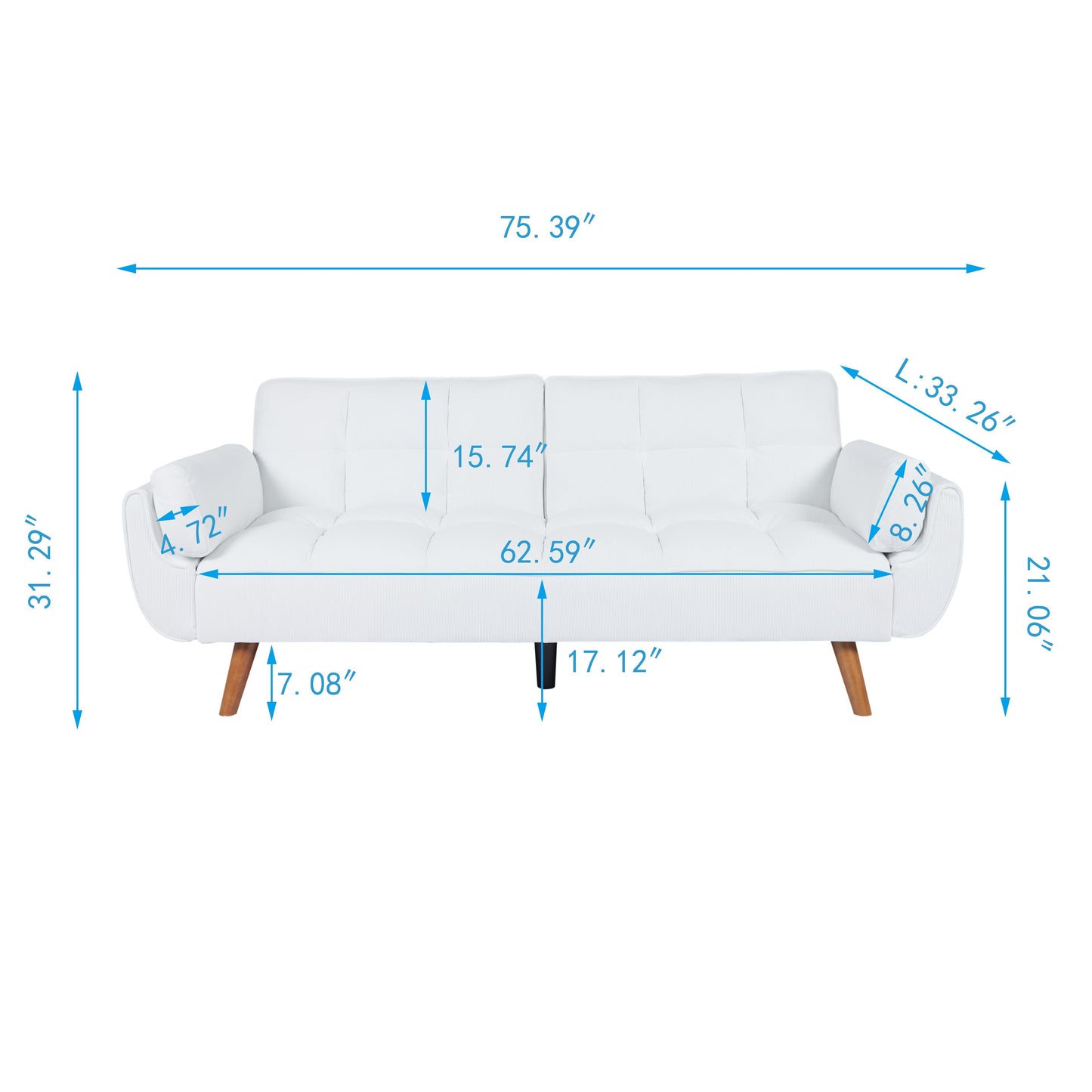 2064 Corduroy Sofa & Sofa Bed-White