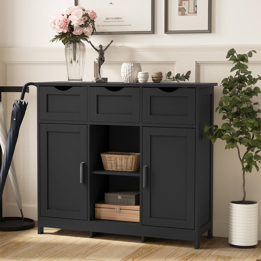 Wooden Floor Cabinet, Storage Cabinet With Drawers And Shelves