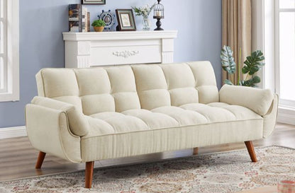 Newly Designed Linen Sofa Furniture With Adjustable Backrest And Easy Assembly Lounge Chair - Beige Color