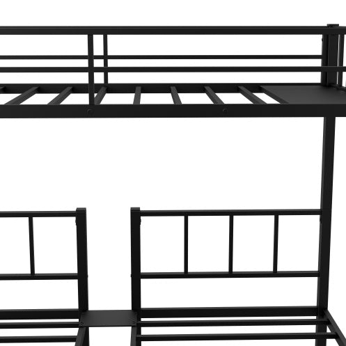 Twin Over Twin Twin Bunk Beds For 3, XL Metal Triple Bunk Bed
