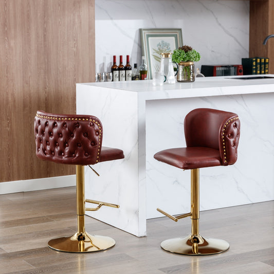 Furniture Swivel Barstools Adjustable Height, Modern PU Upholstered Bar Stools