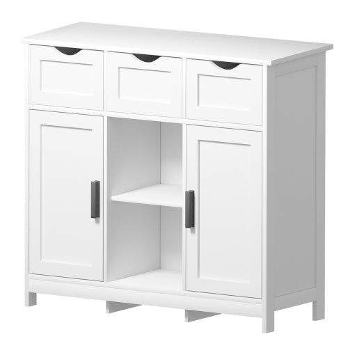 Wooden Floor Cabinet, with Drawers And Shelves Storage Accent Cabinet