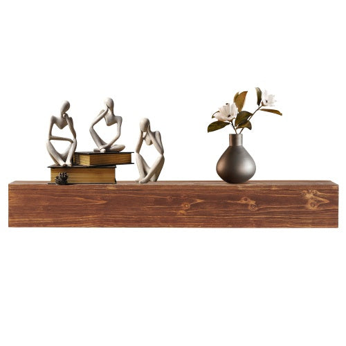 48" Country Wood Mantelpiece, Wall-mounted Floating Rack For Home Decor