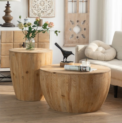 Vintage Style Bucket Shaped Coffee Table Set For Office, Dining Room And Living Room