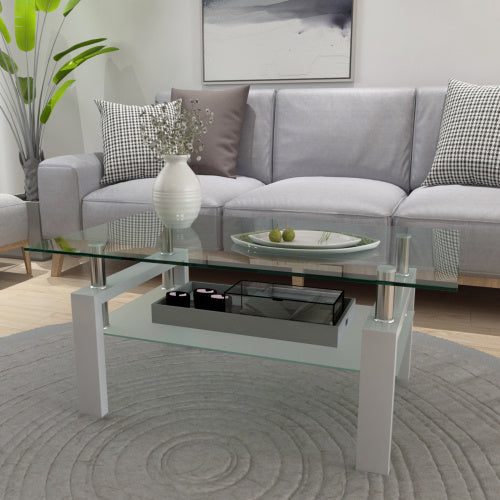 White Coffee Table, Clear Coffee Table, Modern Side Center Tables For Living Room