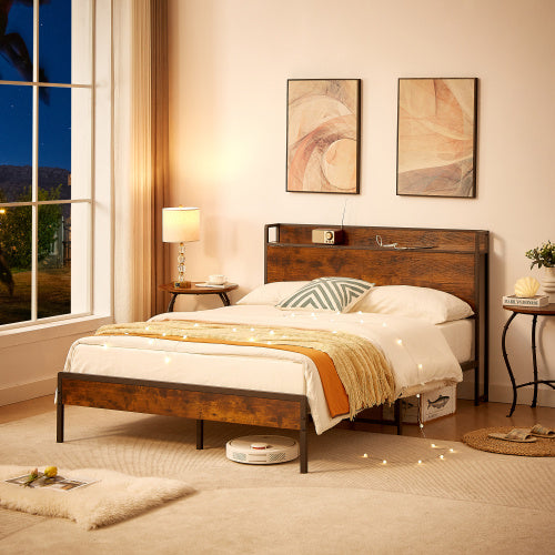 Bed Frame With Charging Station Full Size