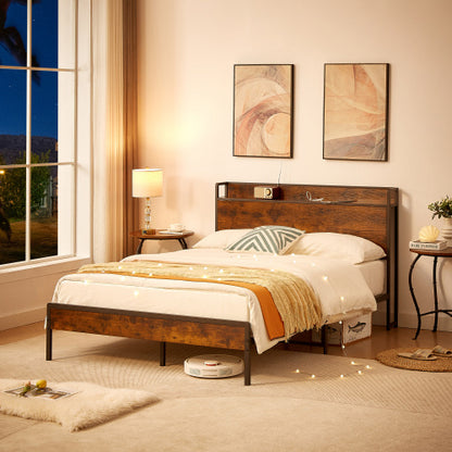 Bed Frame With Charging Station Full Size