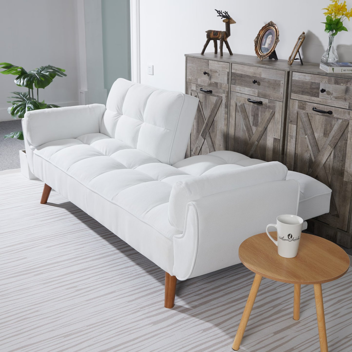 2064 Corduroy Sofa & Sofa Bed-White