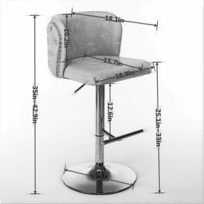 Furniture Swivel Barstools Adjustable Height, Modern PU Upholstered Bar Stools