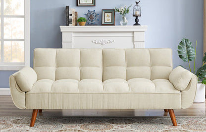 Newly Designed Linen Sofa Furniture With Adjustable Backrest And Easy Assembly Lounge Chair - Beige Color