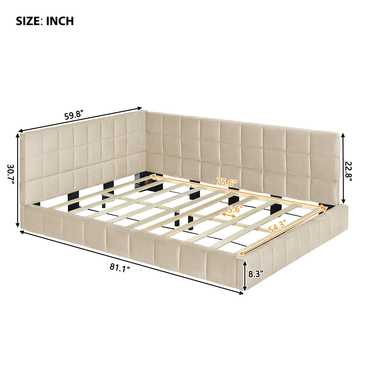 Full-size Upholstered Sofa Bed Frame