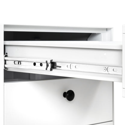 Modern Night Stand Storage Cabinet For Living Room Bedroom, Steel Cabinet With 3 Drawers, Bedside Furniture, Circular Handle