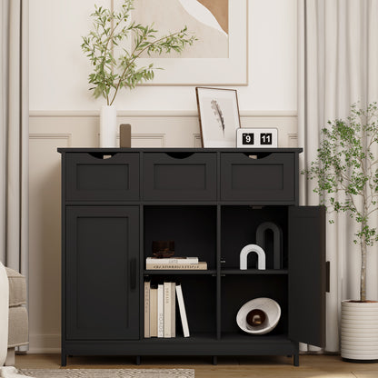 Wooden Floor Cabinet, Storage Cabinet With Drawers And Shelves