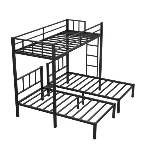 Twin Over Twin Twin Bunk Beds For 3, XL Metal Triple Bunk Bed